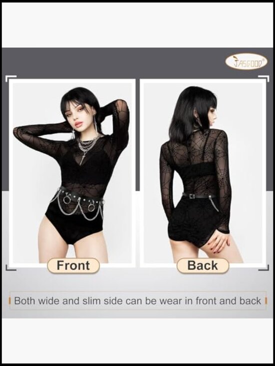Punk Black Waist Chain Belt Women Leather Rave Body Chain Accessories